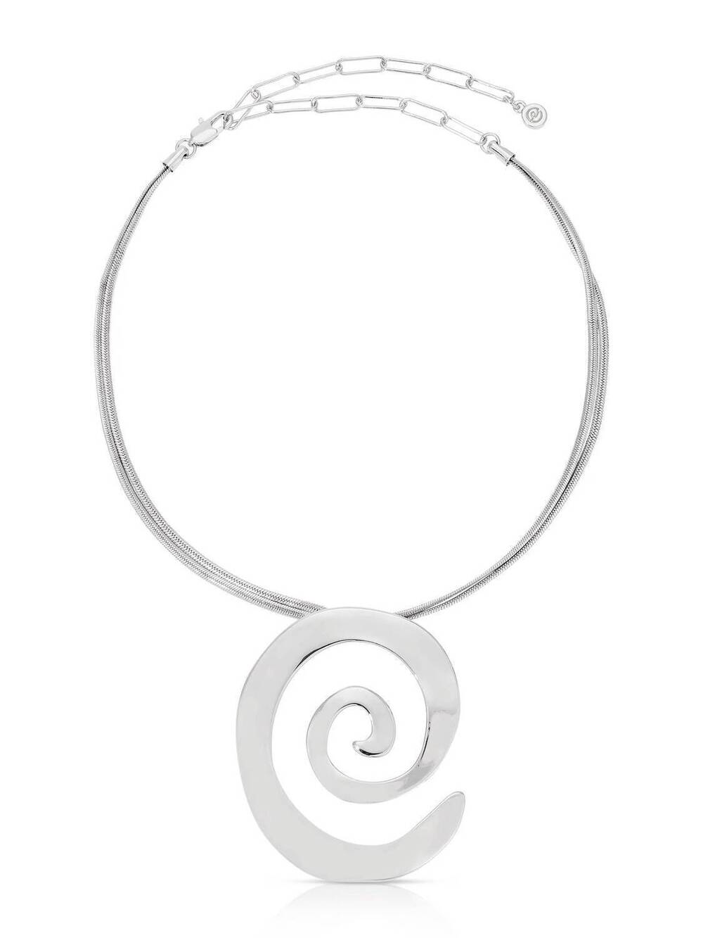 NEW ETTIKA women's aura swirl necklace in silver plated